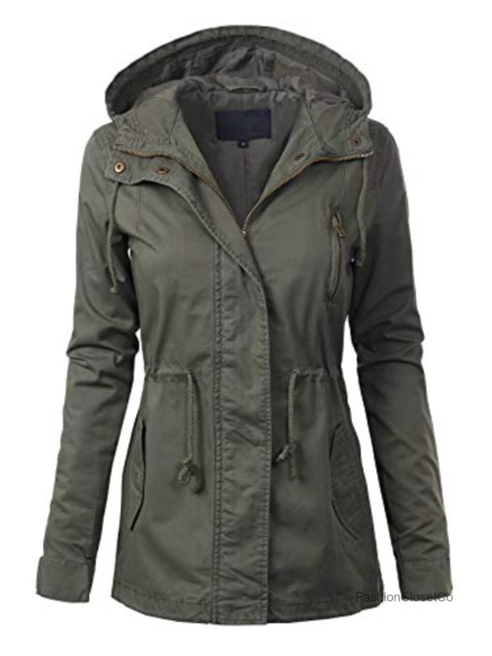 Women's Utility Anorak Jacket Lightweight Hooded Cotton Safari Coat